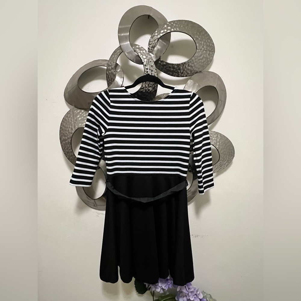 Polo by Ralph Lauren Black and White Striped Midi Dress